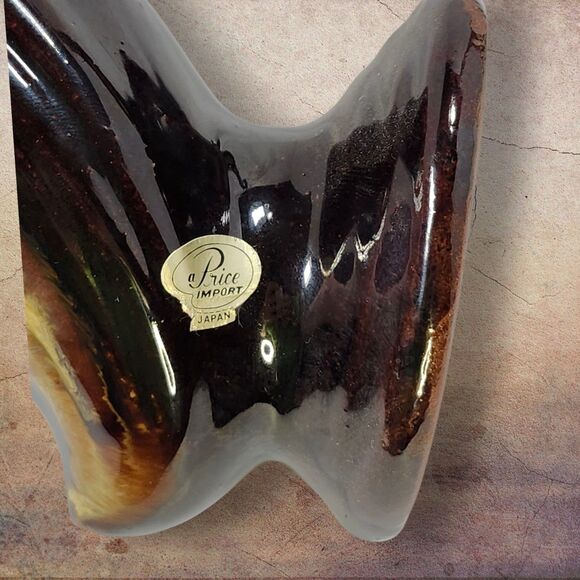 Vintage Japan Redware Pottery Swan Figurines Set 2 Brown Drip Glaze Mid Century - Picture 7 of 12